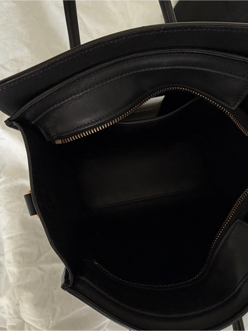 Celine Black Leather Mini Luggage Satchel with Gold Hardware - Picture 6 of 8